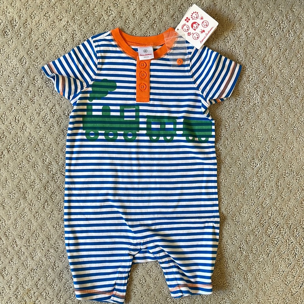 Hanna Andersson blue and white striped romper, NWT, size 18-24 months